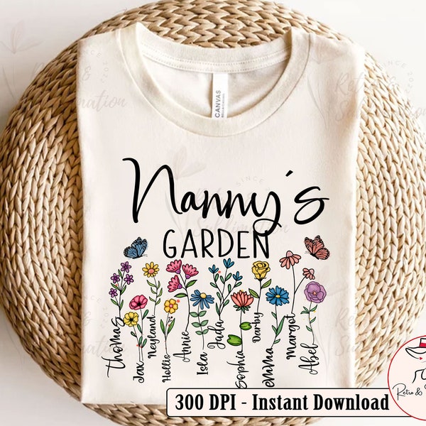 Nanny's Garden Png pour la fête des mères Png Mama's Garden Png Personnalisation Floral Mama Png Maman Png Maman Vie Png pour Sublimation