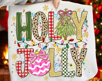 "Holly Jolly Christmas PNG - ""Retro"" Plaid Ornament Sublimation (Digitaler Download)"