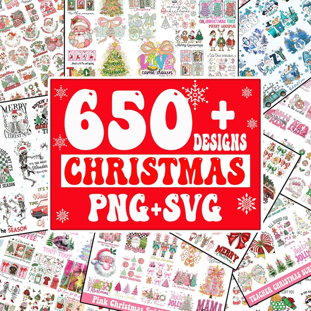 Mega Bundle Christmas PNG: 650 Files Christmas PNG SVG, Merry Christmas ...