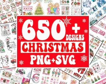 Mega Bundle Weihnachten PNG: 650 Dateien Weihnachten PNG SVG, Frohe Weihnachten Png, Trendy Xmas (Digitaler Download)