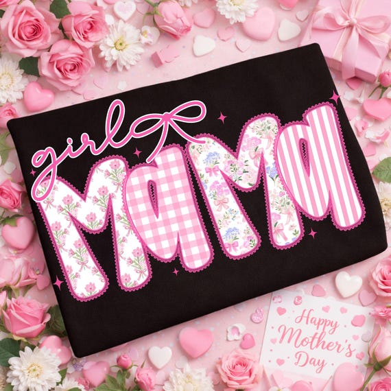 Coquette Girl Mama PNG: Pink Floral Design, Mother's Day (Digital Download)