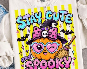 Striped Halloween PNG: Stay Cute And Spooky Png, Spooky Season Png, Trendy Summerween (Digital Download)