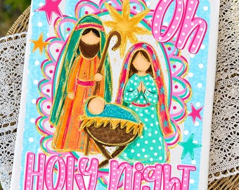 Preppy Christian Christmas PNG: Oh Holy Night Nativity Png, Merry Xmas Png, Religious Png, Bible Verse (Digital Download)