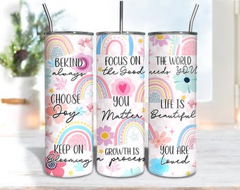 Design ispiratore per bicchiere, bicchiere sottile da 20 oz in formato PNG, citazione floreale positiva in sublimazione, sii sempre gentile, download digitale, involucro per bicchiere