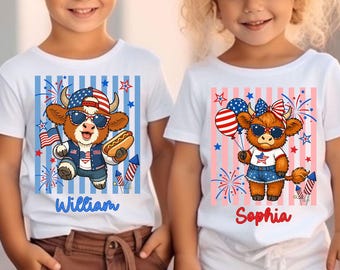 Immagini PNG personalizzate per bambini per il 4 luglio: America a strisce PNG, mucca patriottica PNG, Giorno dell'Indipendenza (Download digitale)