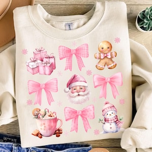 Coquette Pink Christmas Png, Coquette Pink Bow Png, Pink Christmas Png, Santa Claus Png, Gingerbread Png, Hot Cocoa Png, Christmas Gifts