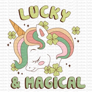 Lucky And Magical Png,  Kids St Patricks Day Png, Retro St Patrick Day Png, St Patricks Day, Cute St Patricks Day, Shamrocks, Unicorn