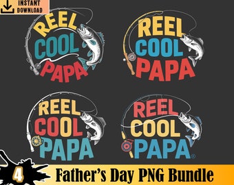 Reel Cool Papa Png Bundle, Dia dos Pais Png Bundel, Fishing Dad Png, Cool Dad Png, Dad Life Png, Pescador, Papa Png, Design de Sublimação