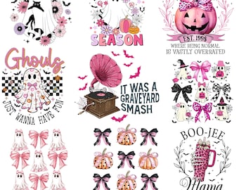 Pink Halloween Sublimation Bundle, Halloween Png Bundle, Halloween Ghost Png, Halloween Coquette Png, Spooky Season Png, Halloween Shirt