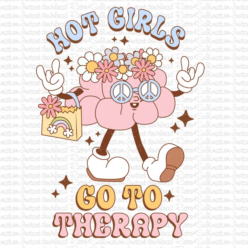 Hot Girls Go to Therapy Png, Brain Flower Png, Mental Health Png ...