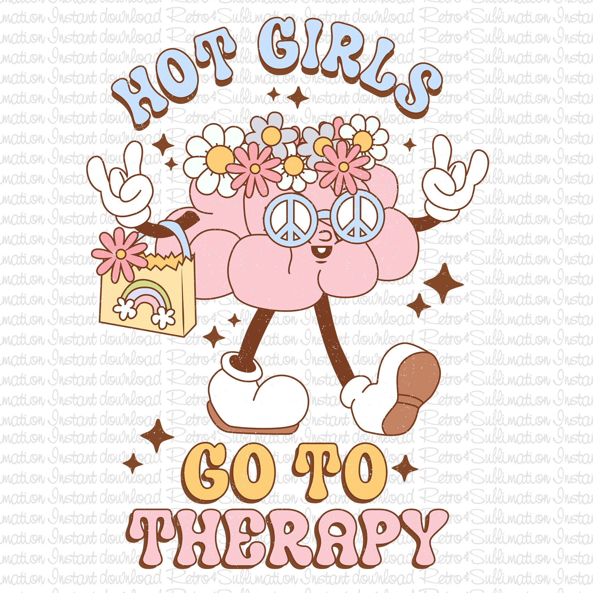 Hot Girls Go to Therapy Png, Brain Flower Png, Mental Health Png ...