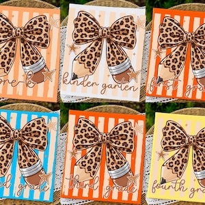 Trendy Leopard Back To School PNG Bundle, School Pencil Png, eopard Gingham Stripes Design, Pre-K to 4th Grade (Digital Download)