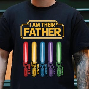 Padre e hijo personalizados (PNG), camiseta personalizada con sables de luz, "Soy su padre" (PNG), nombre personalizado para niños, el mejor papá del mundo (PNG), regalo personalizado