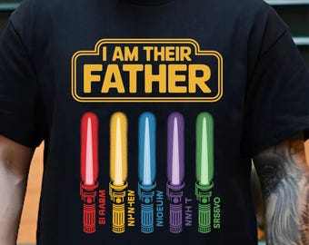 Personalized Father And Kid Png, Custom Shirt With Lightsabers, I Am Their Father Png, Custom Kids Name, Best Dad Ever Png,Personalized Gift