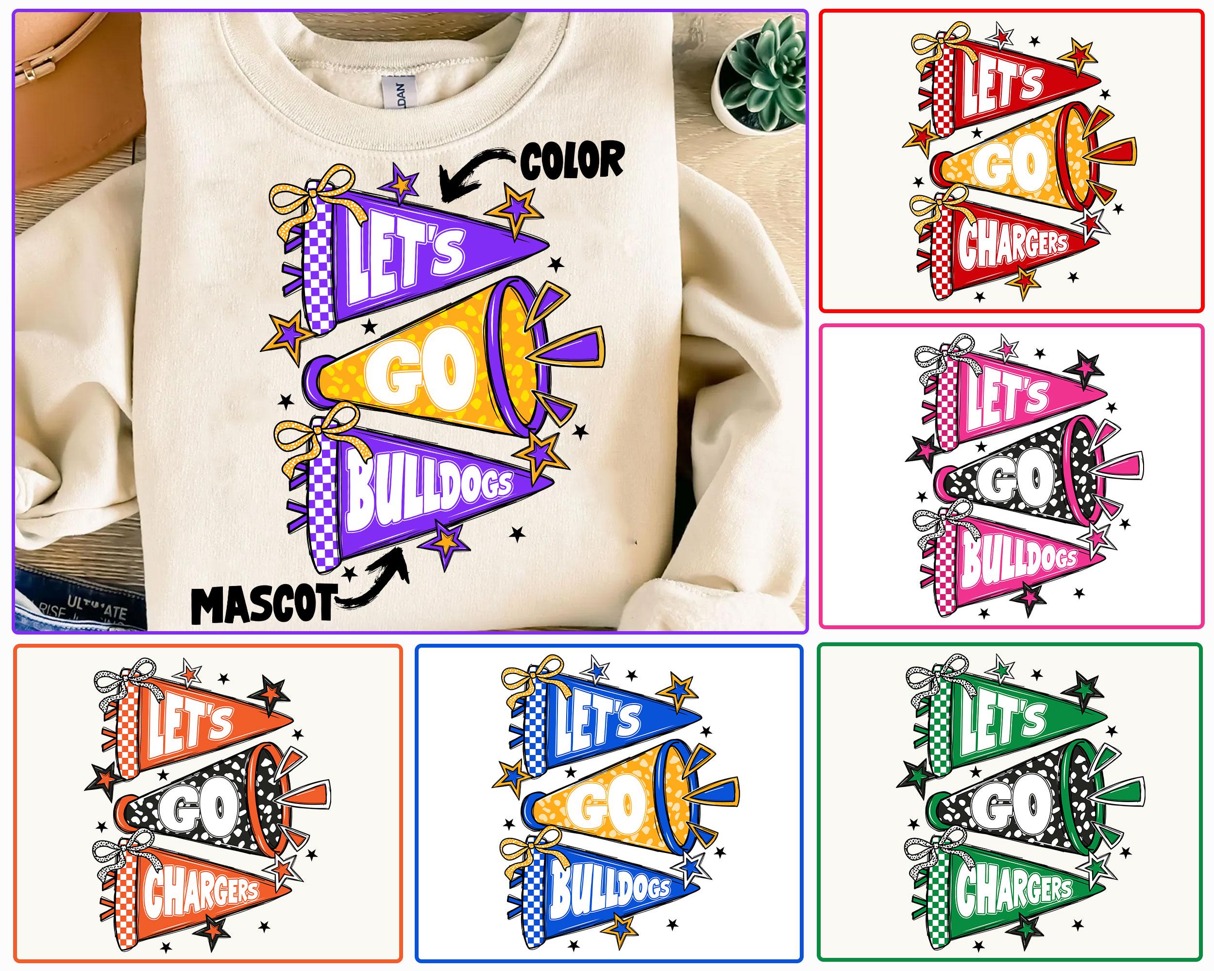 Custom Mascot Cheer Color Png Bundle, Checkered Game Day Png, Retro ...