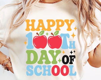 Happy 100e dagen van school SVG, 100 dagen school SVG, terug naar school SVG, Kids School SVG, schoolleven SVG, 100 dagen slimmer SVG, Apple SVG