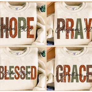 Retro Christian Fall Bundle Png, Hope Pray Blessed Grace Png, Faith Quote Png, Bible Verse Shirt Design, Jesus Christian Png, Fall Vibes Png