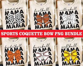 Coquette Bow Game Day Mama Png Bundle, Sports Coquette Bow Png, Sports PNG, Basketball, Softball, Baseball, Football Png, Game Day Shirt