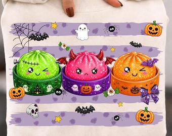 Halloween Dumplings PNG: Striped Halloween Png, Kawaii Halloween Png, Spooky Dumpling (Digital File)