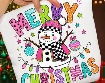 Muñeco de nieve navideño retro PNG: Feliz Navidad PNG, muñecos de nieve navideños coloridos y caprichosos, Navidad (Descarga digital)