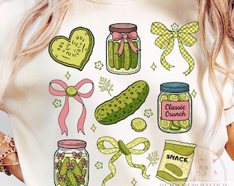Coquette Pickle Png, Kawaii Snack Food Png, Classic Crunch Pickle Png, Dill With It Png, Pickle Lover Gift, Trendy Pickle Girly Shirt Design