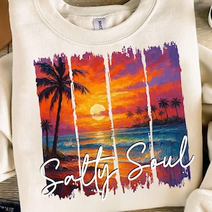 Retro Salty Soul Png, The Beach Shirt Png, Trendy Summer Png, Retro Beach Girl Png, Salty Summer Sea Png, Beach Sunset Png, Summer Png