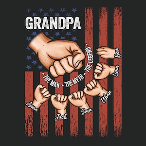 Fathers Day Gift Personalization Png, Grandpa The Man The Myth The Legend Png for Dad, American Flag Png, Fathers Day Png Gift for Men
