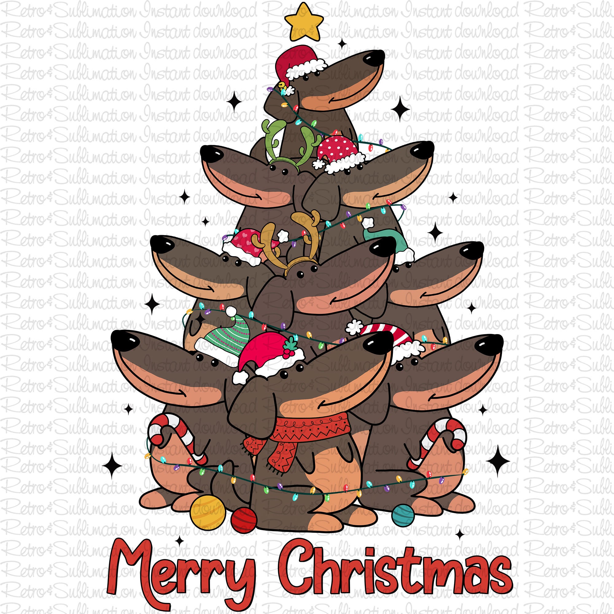 Dogs Christmas Tree Png, Dachshund Christmas Png, Christmas Dog Png ...