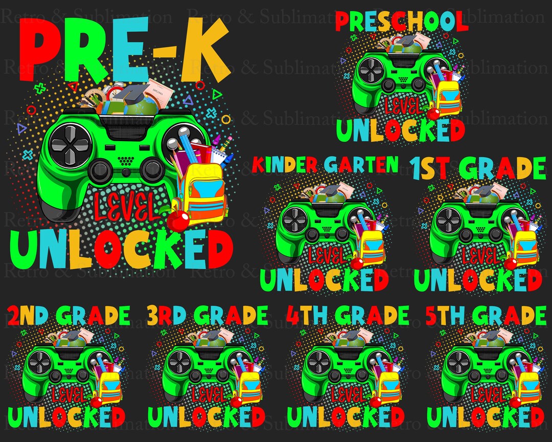 Level Unlocked Awesome Png Bundle, Back to School Png for Gamers, 1st ...