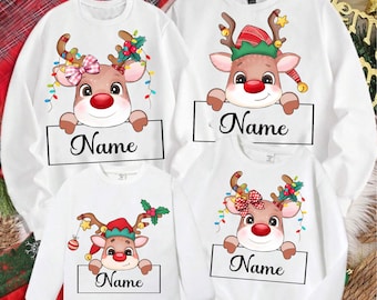 Personalized Christmas Reindeer Png, Custom Reindeer Christmas With Kid Names Png, Family Christmas Png, Matching Christmas Shirt,Xmas Gifts