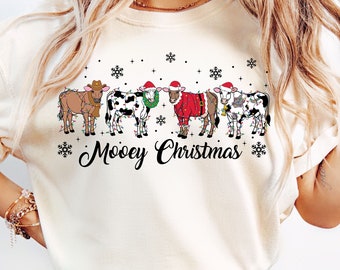Mooey kerstkoe png, kerstmis png, vrolijk kerstfeest png, kerstseizoen png, grappig kerstshirt, kerstvakantie png, kerstcadeaus