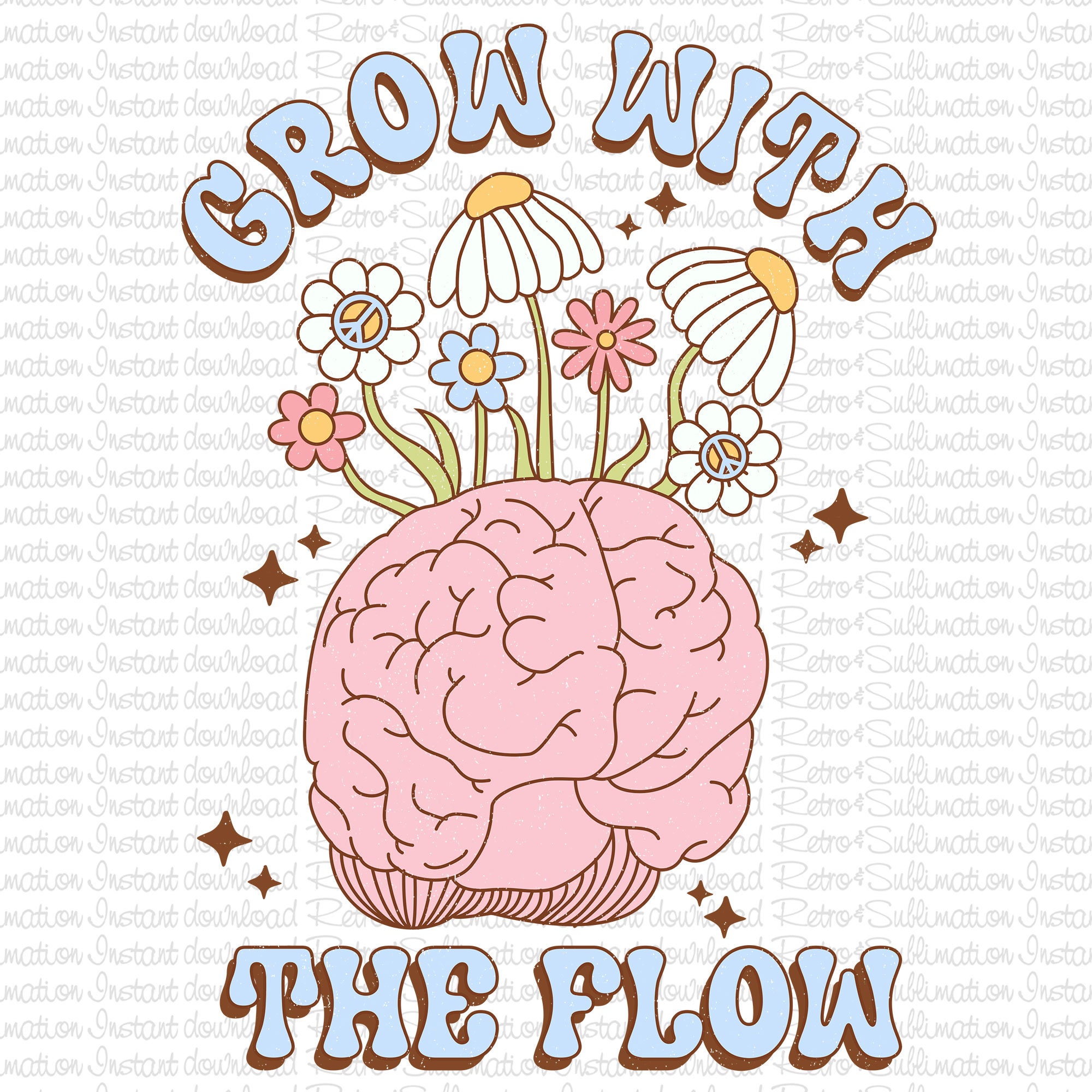 Brain Flower Png, Mental Health Png, Grow With the Flow Png ...