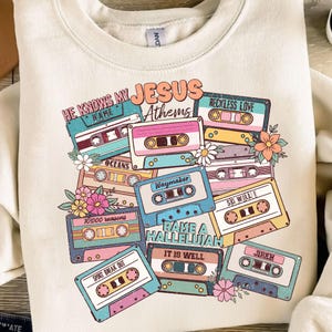 90s Jesus Anthems Retro Christian Collage, Popular Christian Png Files, Retro Christian Shirt Png, Cassette Tapes Png, Religious Gifts Png