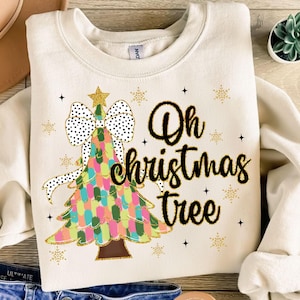 Oh Christmas Tree Png, Colorful Coquette Glitter Christmas Tree Png, Merry Christmas Png, Xmas Holiday Png, Christmas Shirt, Dalmantian Dots