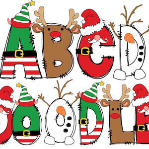 Pacote de Letras de Rabisco de Natal Png, Alfabeto de Natal Png, Alfabeto Desenhado à Mão, Fonte de Rabisco Png, Feliz Natal Png, Temporada de Férias Png