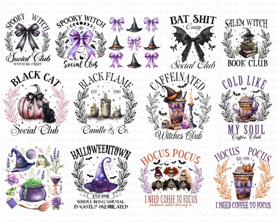 Halloween Witch Bundle Png, Witch Hat Png, Spooky Witch Png, Scrapbook Png, Paper Craft Png, Halloween Witch Png Bundle Digital Download