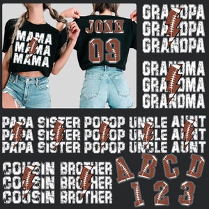 Personalized Football Png Bundle, Football Number And Alphabet Sport Family Png, Football Lightning Bolt Png, Game Day Football Mama PNG