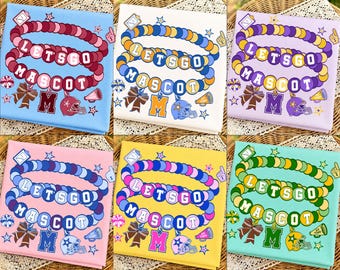 Personalized Football Mascot PNG Bundle: Let's Go Mascot Beaded Bracelet Png, School Team Png, Back To School Png, Football Season Design