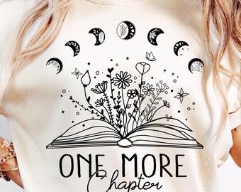 One More Chapter Svg, Bookworm Svg, Book With Flowers Svg, Book Lover Svg, Retro Aesthetic Art, Book Sublimation, Vintage Bookish Floral Svg