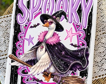 Striped Halloween Goose PNG: Preppy Halloween Png, Funny Witch Goose Png, Spooky Season (Digital Download)
