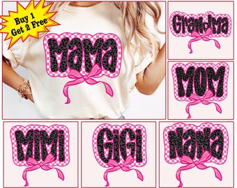 Pink Checkered Mama Coquette Png Bundle, Mother's Day Png, Mama Png, Grandma Png, Mimi Png, Gigi Png, Mom Life Png, Gifts For Mom