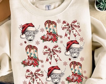 Coquette Cowgirl Christmas Png, Christmas Highland Cow Png, Western Christmas Png, Aesthetic Png, Christmas Png, Xmas Holiday Png,Xmas Gifts