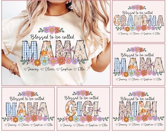 Personalize Blessed To Be Called Grandma Png Bundle, Mama Grandma Nana Mimi Mom Png, Mothers Day Png, Mama Varsity Png, Mother's Day Shirt