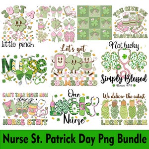 Sjuksköterska St. Patrick's Day png-paket, Saint Patrick's Day-png, sjuksköterskeliv-png, irländsk dag-png, kokettbåge-sjuksköterska, intensivvårdssjuksköterska på akuten-png, sjuksköterskepresent