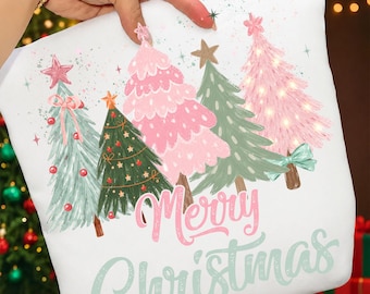 Feliz Navidad PNG: Árbol de Navidad retro PNG, Árbol de lunares rosas PNG, Navidad PNG, Navidad moderna (Descarga digital)