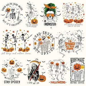 Halloween Skeleton Png Bundle, Funny Skelton Dancing Halloween Png, Happy Halloween Png, Pumpkin Png, Funny Halloween Png for Shirts