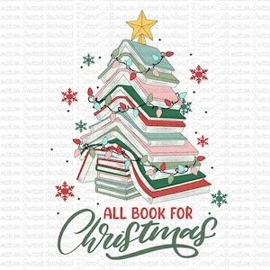 All Book For Christmas Png, Christmas Book Tree Png, Book Lovers Png, Merry Christmas, Bookworm Christmas, Christmas Gift, Gift For Teachers