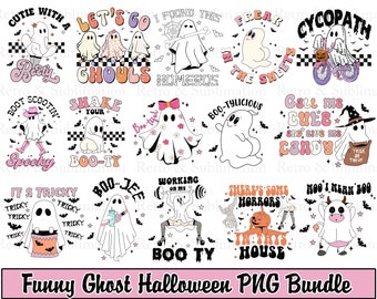 Funny Halloween Ghost Png Bundle, Cute Ghost Png Files, Spooky Season Png, Retro Halloween Png, Ghouls Png, Booty Png, Trick Or Treat Png