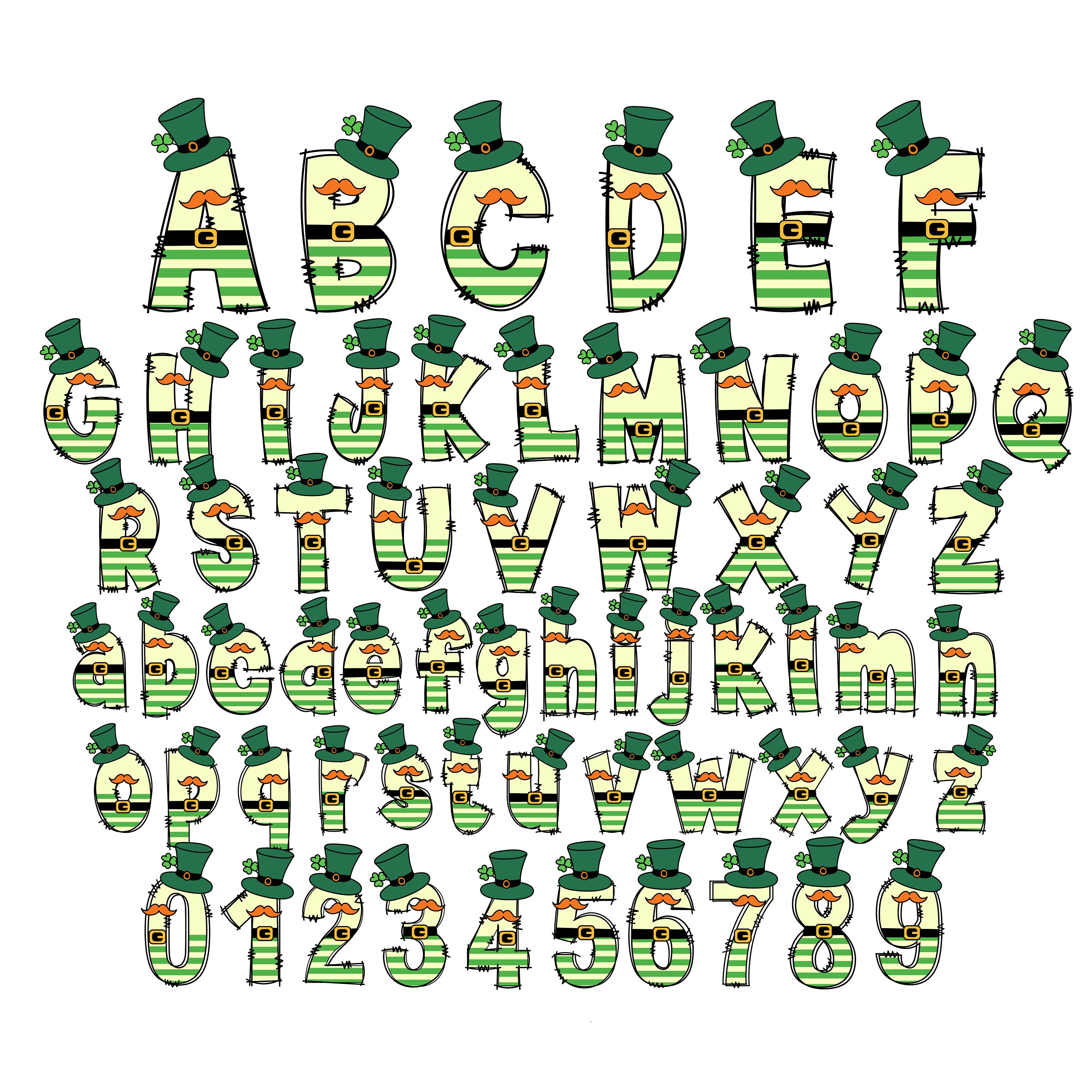 Patrick Writing Letters St Patrick's Day Doodle Alphabet Bundle, St Patrick's Letters, St ...