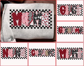 Retro Mama Halloween Png Bundle: Checkered, Leopard, Lightning Bolt (Digital Download